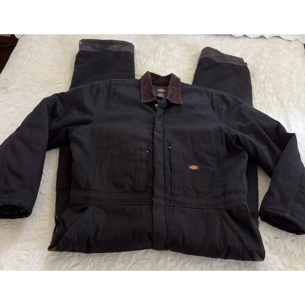 Dickies‎ TV239BK XL Tall Duck Insulated Coveralls Black Double Knee Workwear